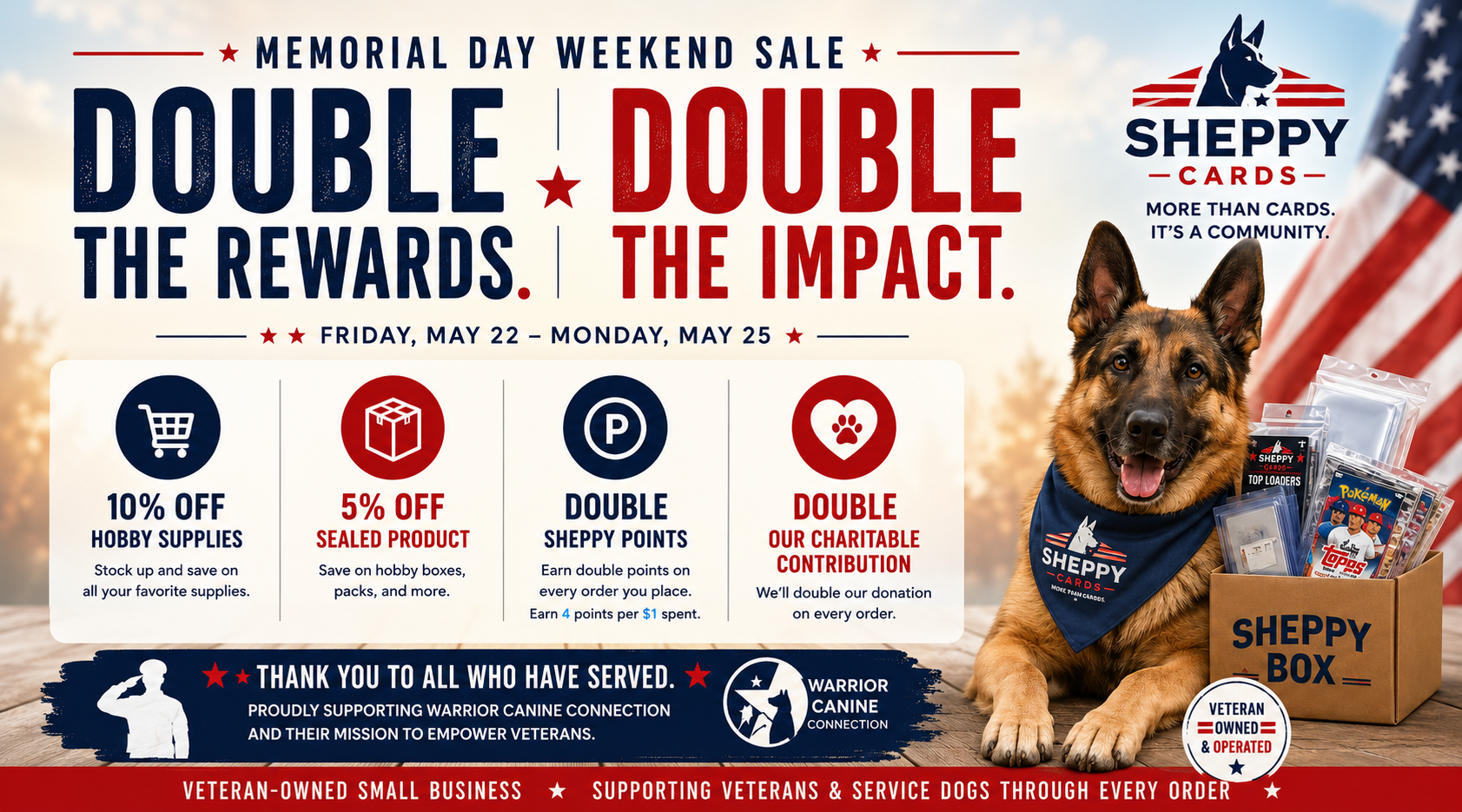 Memorial Day Weekend Sale: Double the Rewards. Double the Impact.