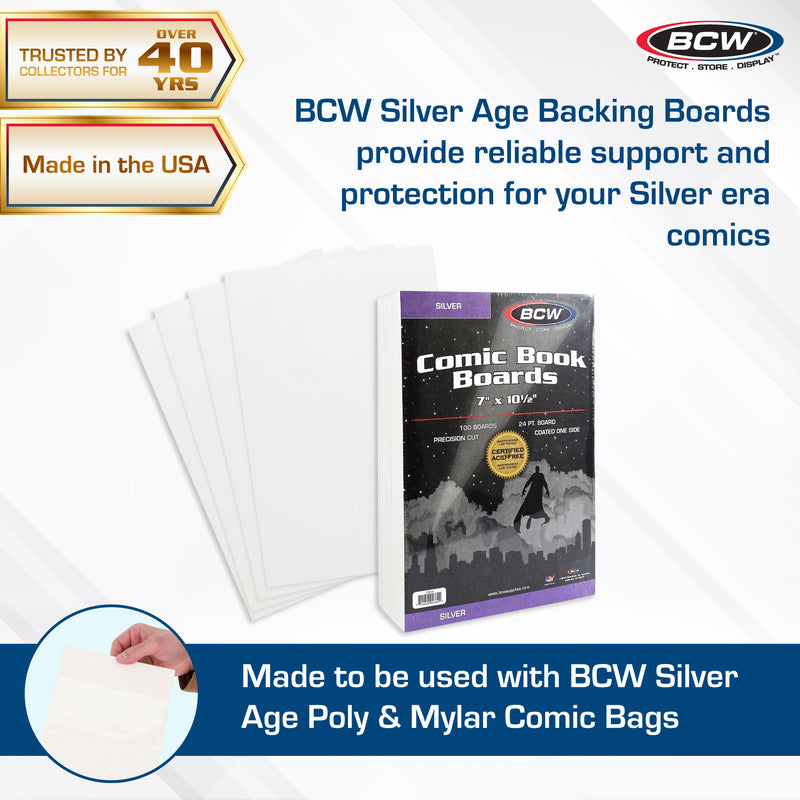 BCW Silver Comic Book Backing Boards – 100 Count