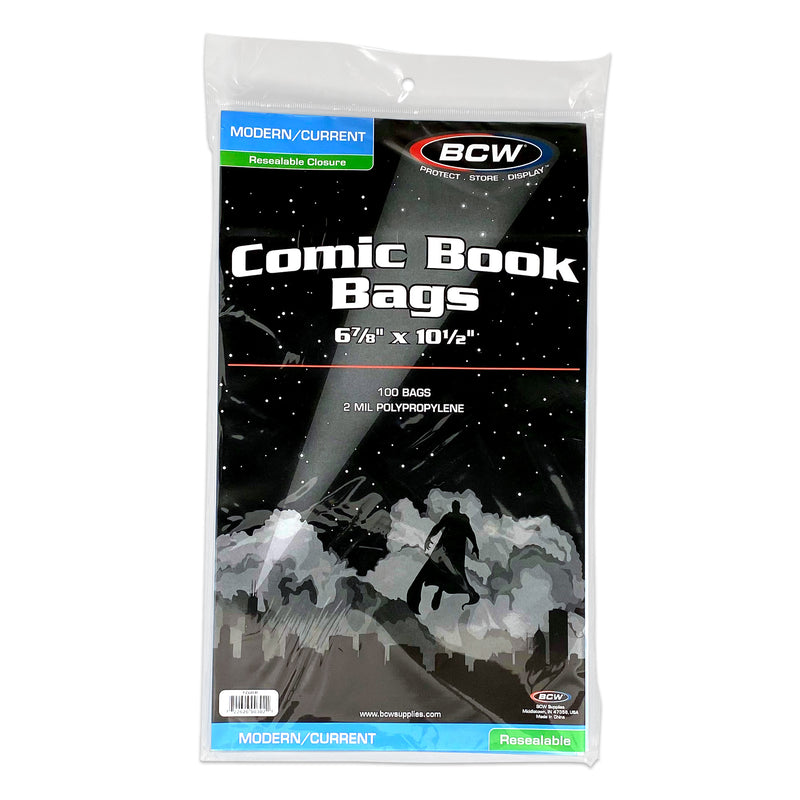 BCW Resealable Current/Modern Comic Book Bags – 100 Count