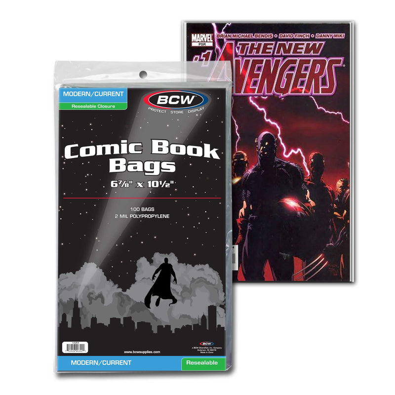 BCW Resealable Current/Modern Comic Book Bags – 100 Count