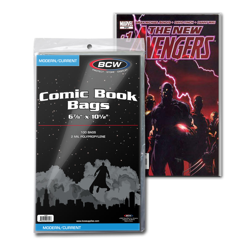 BCW Current/Modern Comic Book Bags – 100 Count