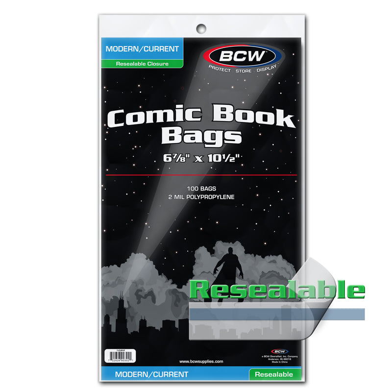 BCW Resealable Current/Modern Comic Book Bags – 100 Count