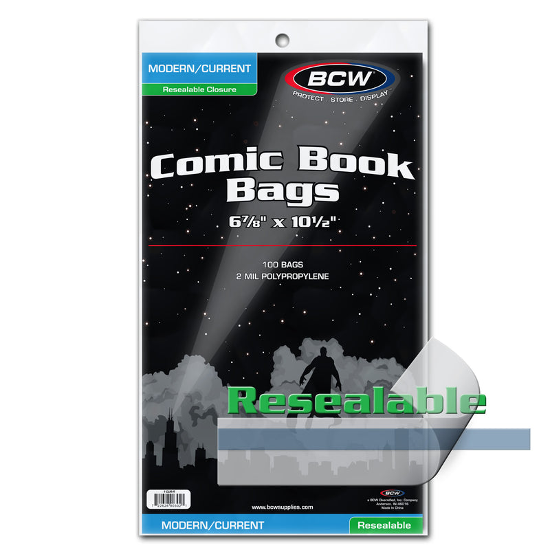 BCW Resealable Current/Modern Comic Book Bags – 100 Count