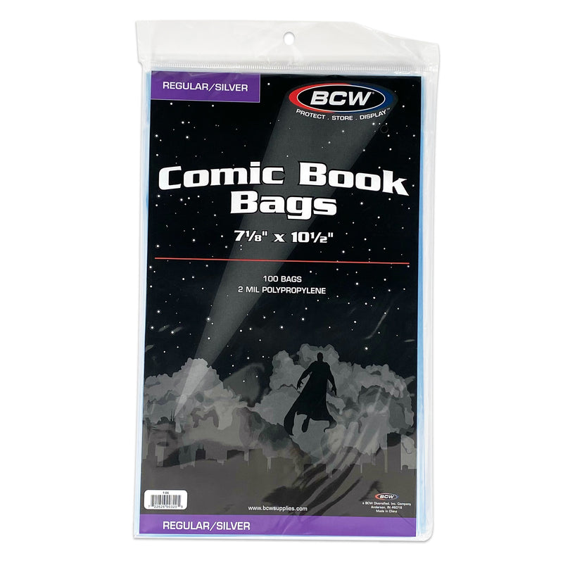 BCW Silver/Regular Comic Book Bags – 100 Count