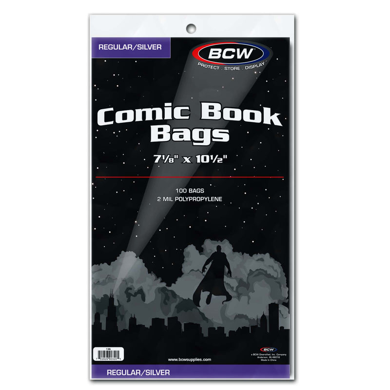 BCW Silver/Regular Comic Book Bags – 100 Count