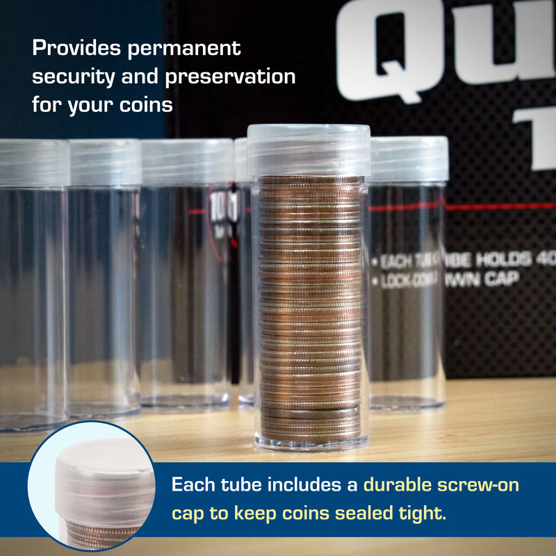 BCW Coin Tube – Quarter – Holds 40 Quarters