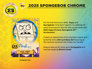 2025 Topps Chrome SpongeBob SquarePants 25th Anniversary Hobby Box featuring colorful box design and iconic characters.