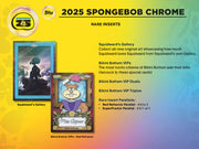 2025 Topps Chrome SpongeBob SquarePants 25th Anniversary Hobby Box featuring colorful character illustrations and card designs.