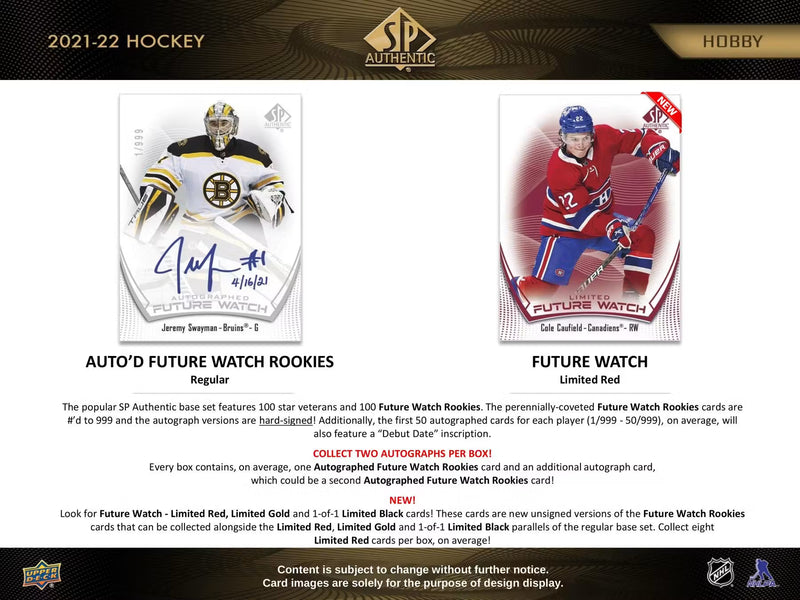 2021-22 Upper Deck SP Authentic Hockey Hobby Box | 2 Autographs