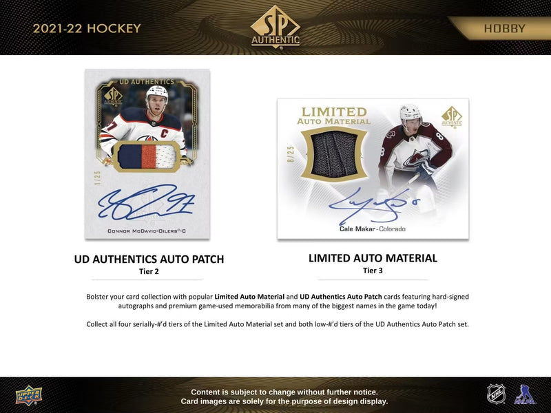 2021-22 Upper Deck SP Authentic Hockey Hobby Box | 2 Autographs