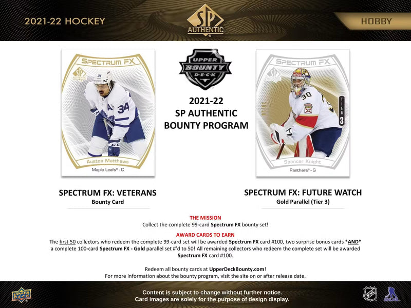 2021-22 Upper Deck SP Authentic Hockey Hobby Box | 2 Autographs