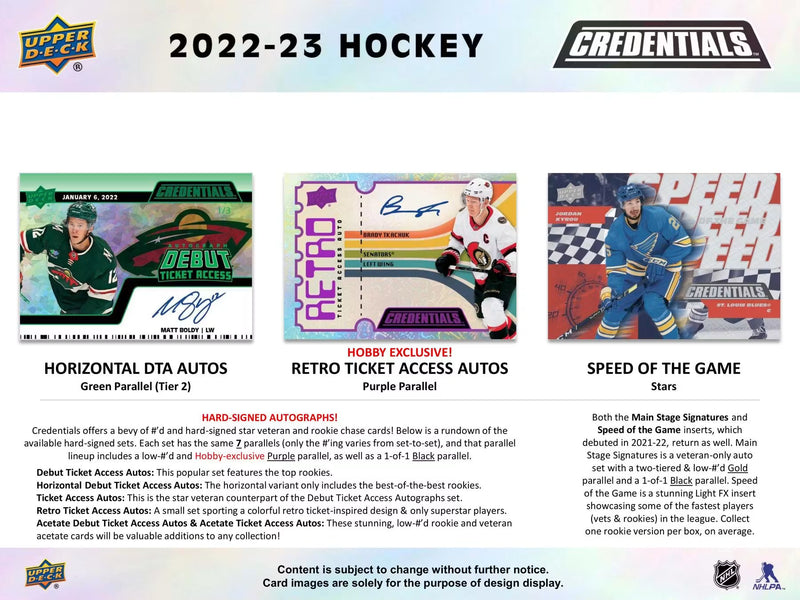 2022-23 Upper Deck Credentials Hockey Hobby Box