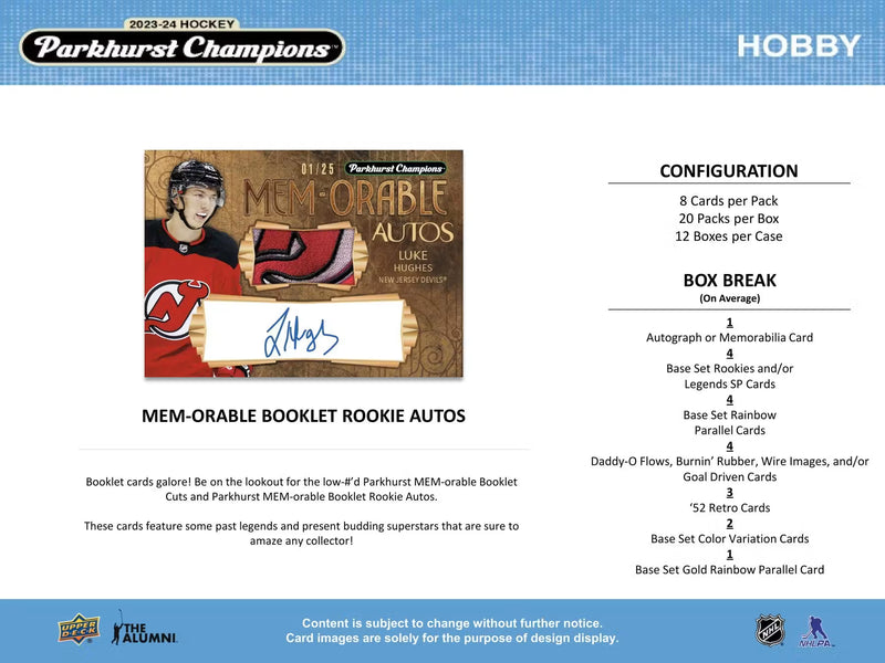 2023-24 Upper Deck Parkhurst Champions Hockey Hobby Pack | 8 Cards