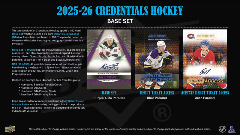 2025-26 Upper Deck Credentials Hockey Hobby Pack