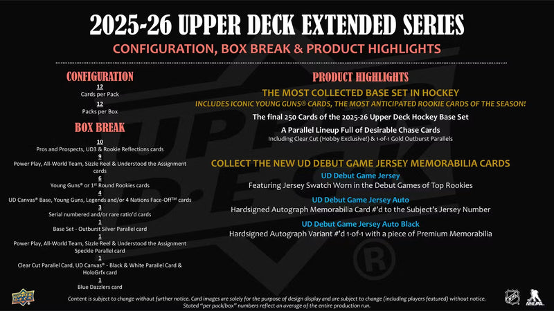 2025-26 Upper Deck Extended Series Hockey Hobby Pack