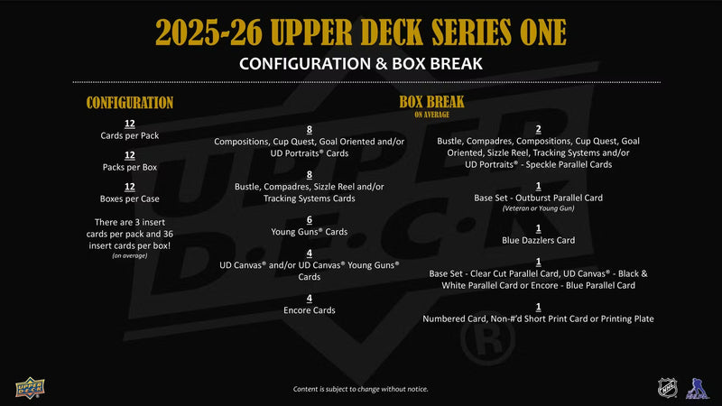 2025-26 Upper Deck Series One Hockey Hobby Box