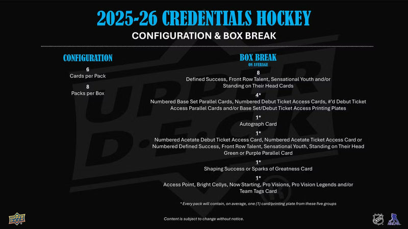 2025-26 Upper Deck Credentials Hockey Hobby Pack