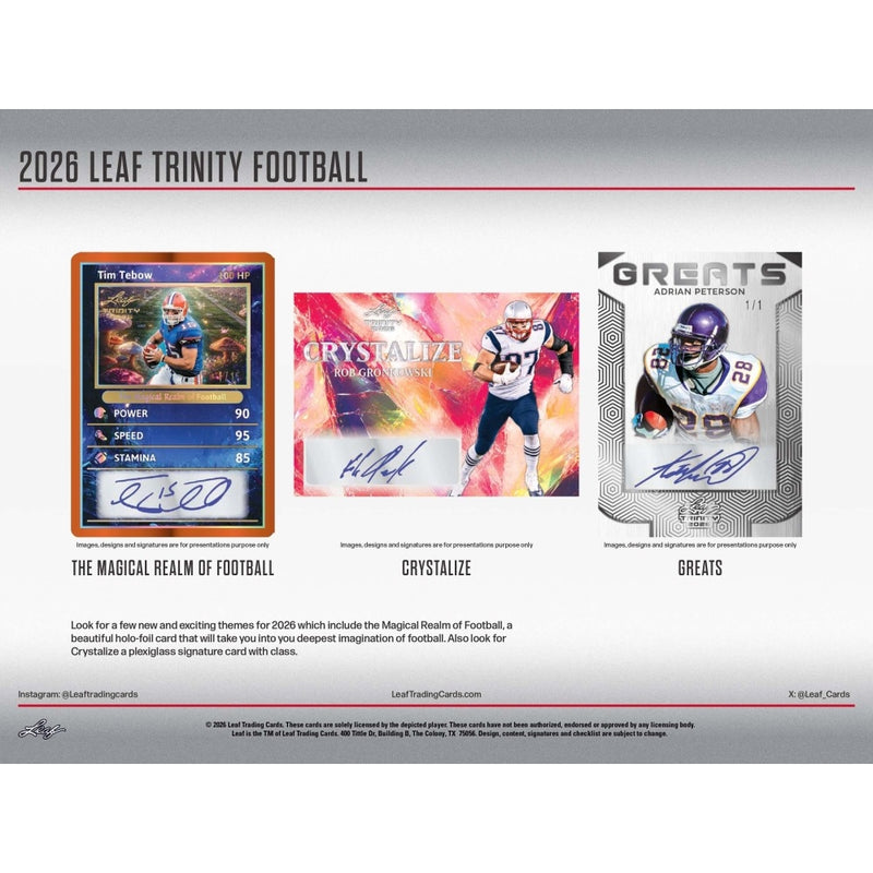 2026 Leaf Trinity Football Hobby Box (Pre-Order)