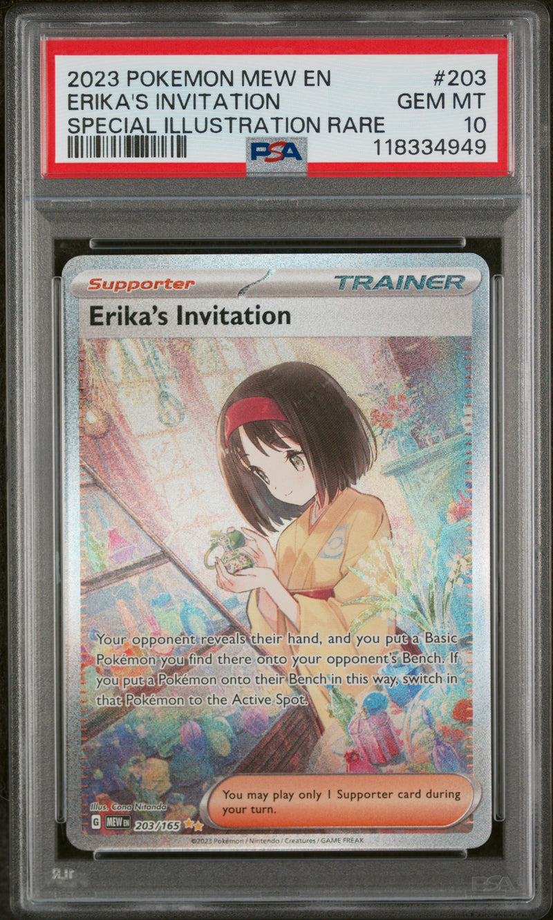 2023 Pokemon Mew En-151 SIR #203 Erika'S Invitation PSA 10