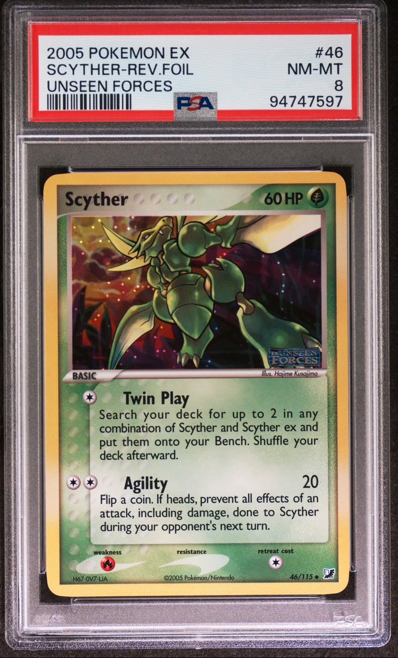 2005 Pokemon Ex Unseen Forces Unseen Forces #46 Scyther-Rev.Foil PSA 8