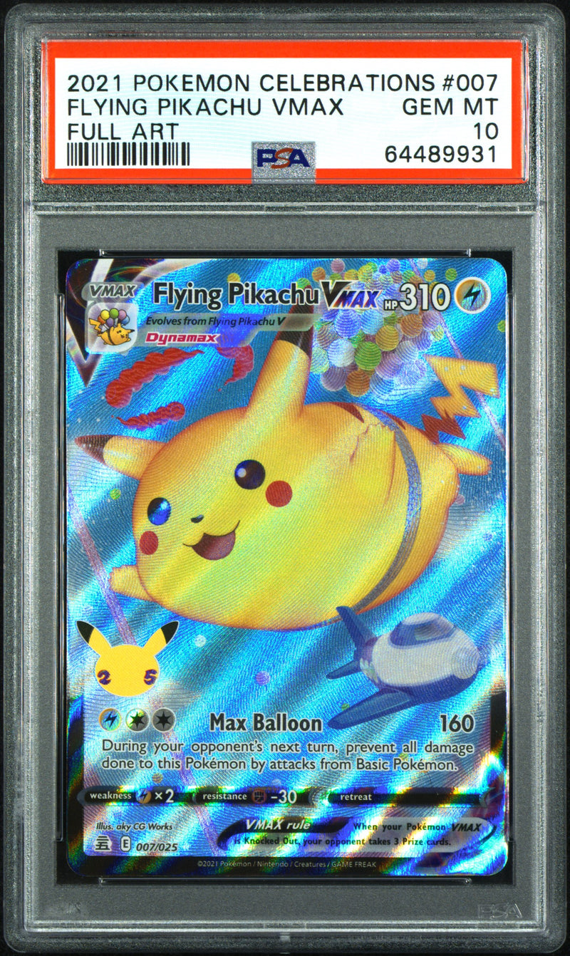 2021 Pokemon Celebrations #007 Flying Pikachu Vmax Full Art PSA 10