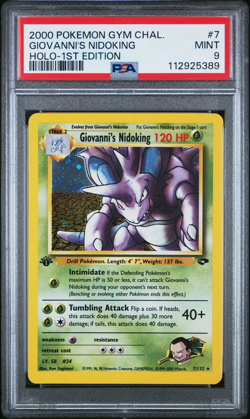 2000 Pokemon Gym Challenge Holo-1st Edition #7 Giovanni'S Nidoking PSA 9
