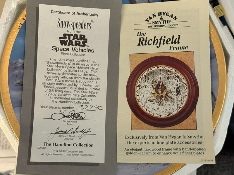 Hamilton Collection Plate Star Wars Space Collection Snowspeeders with COA