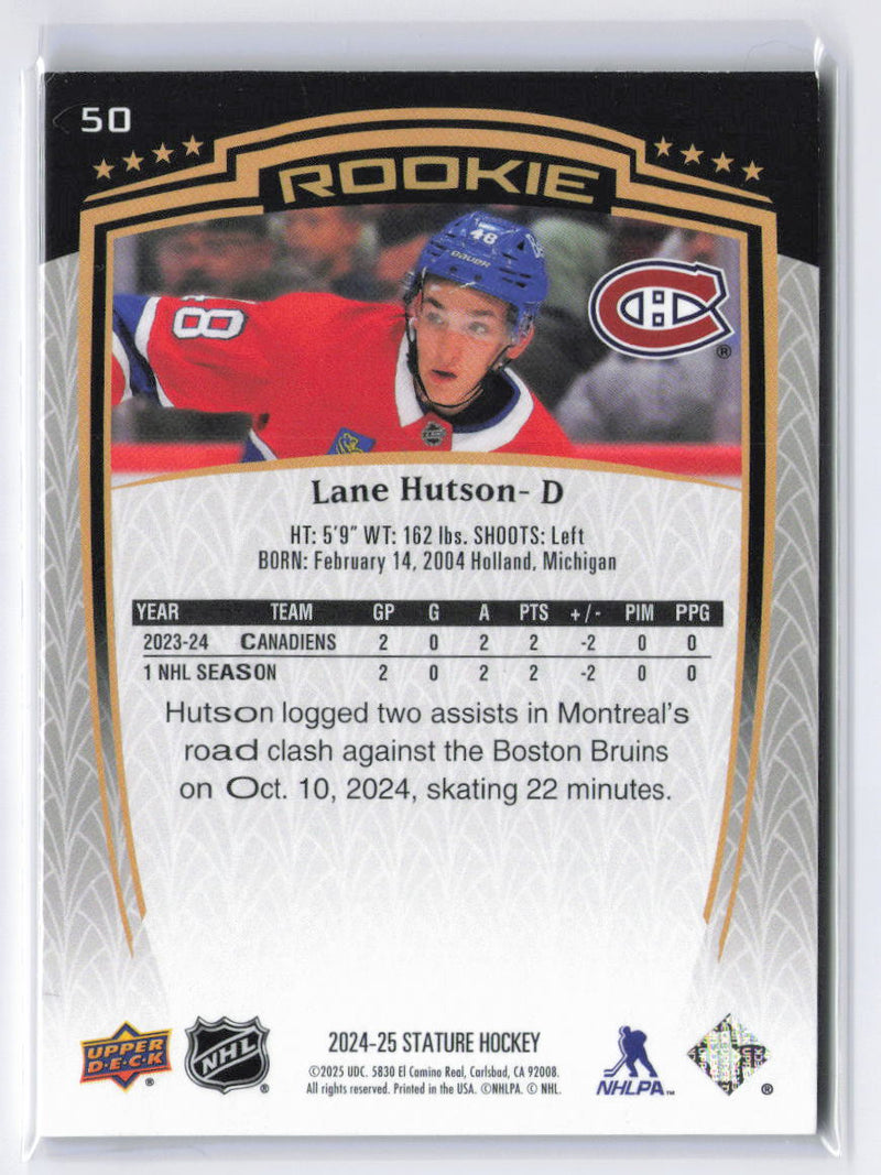 2024-25 Upper Deck Stature #50 Lane Hutson #/999