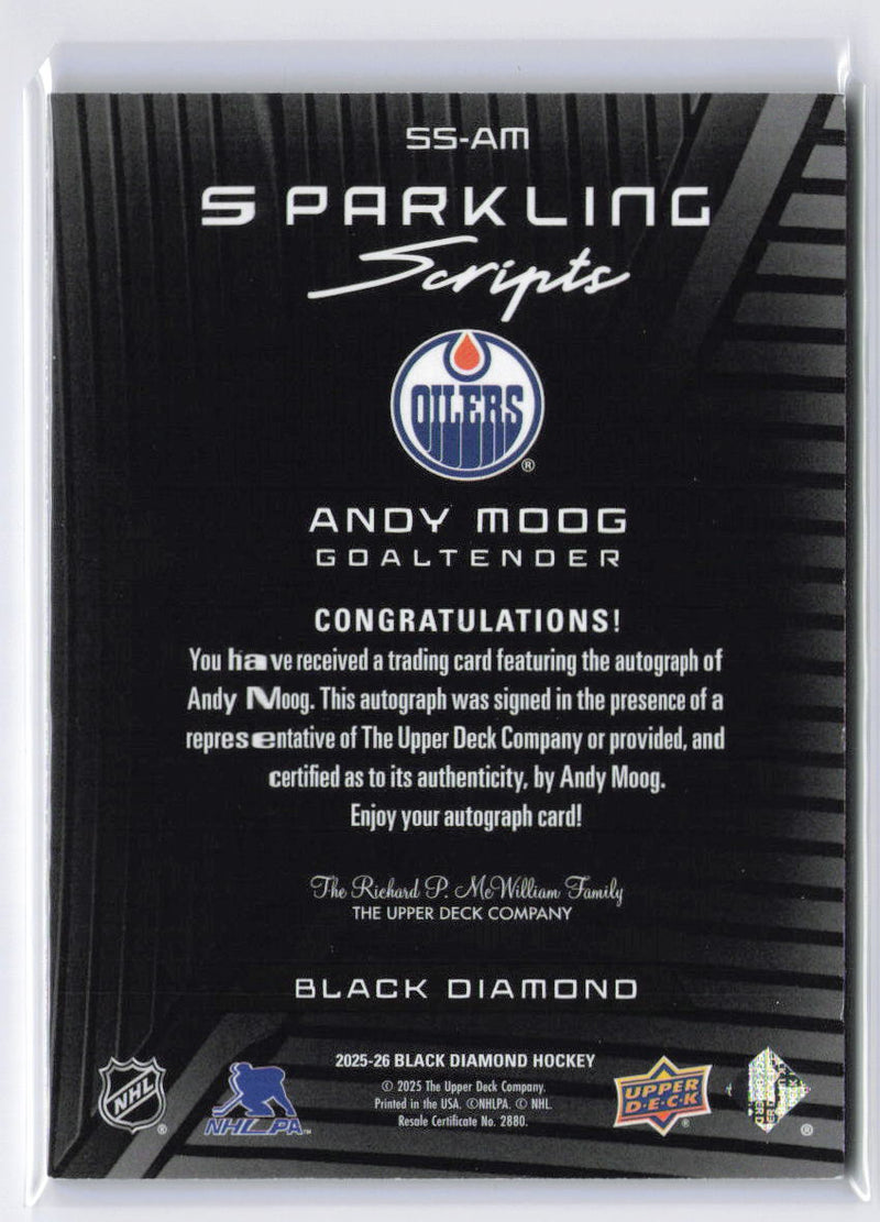 2025-26 Upper Deck Black Diamond #SS-AM Andy Moog Sparkling Scripts