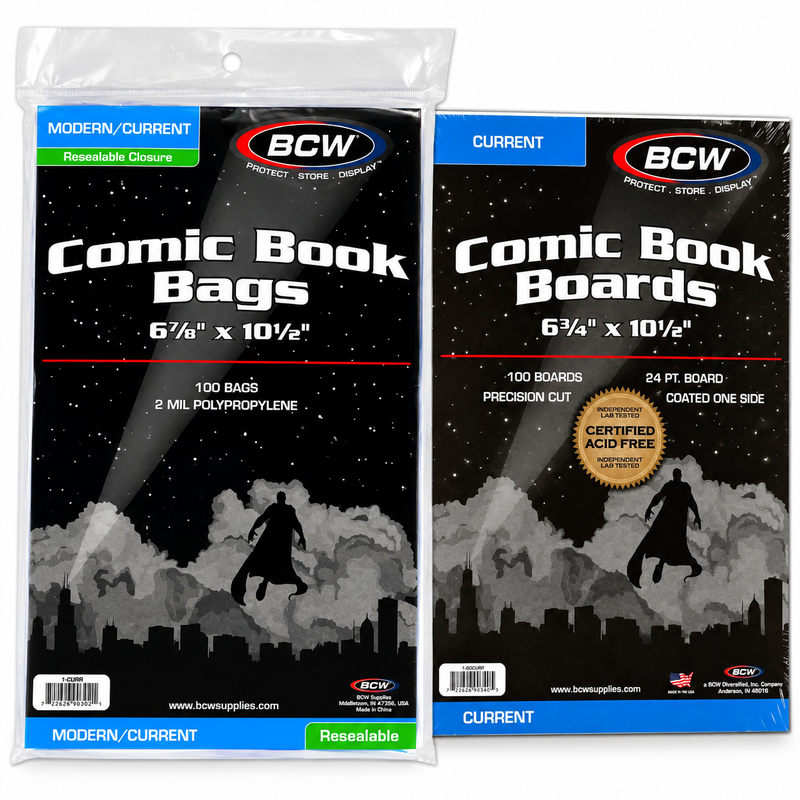BCW Resealable Current Comic Book Bags & Backing Boards – 100 Count Each