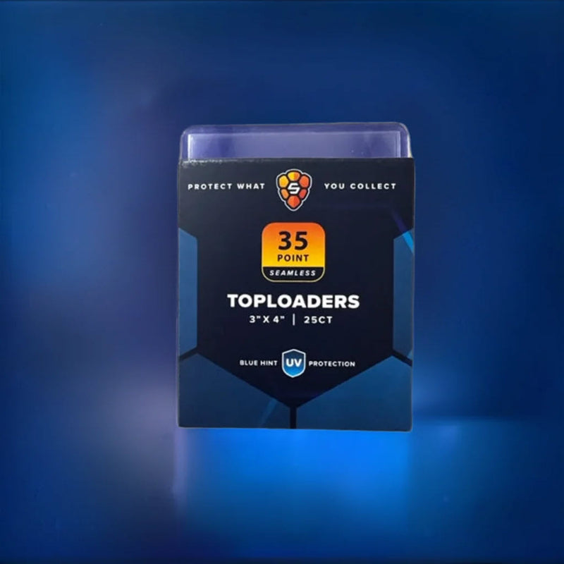 Card Shellz 35PT Premium 3x4 Toploaders – UV Shield Blue Hint (25 Count)