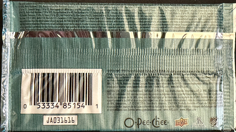 2015–16 O-Pee-Chee Platinum Hockey Hobby Pack (12 Cards)