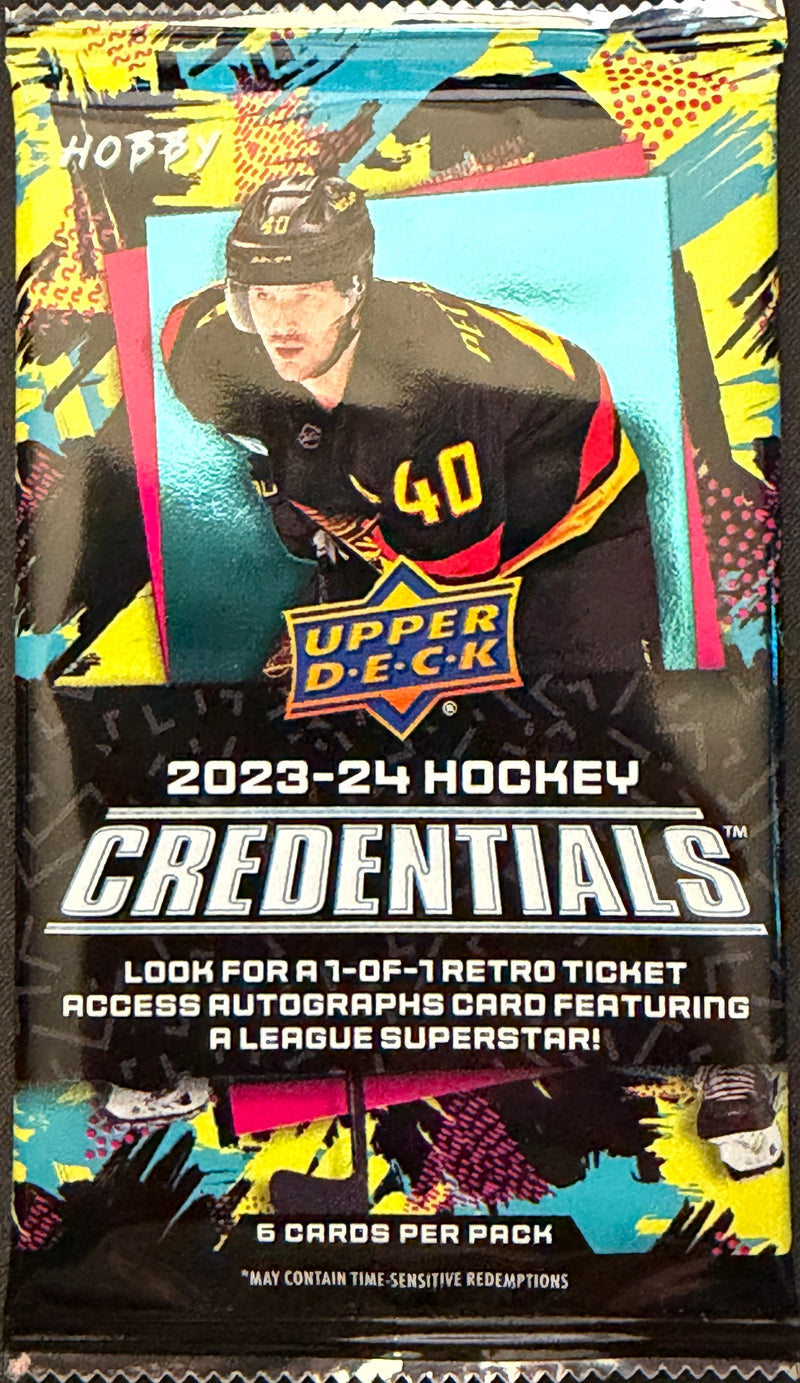 2023-24 Upper Deck Credentials Hockey Hobby Pack (6 Cards)